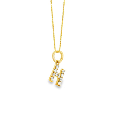 14k Yellow Gold 0.30ctw Pavé Diamond 'H' Initial Letter Charm Pendant — underside view