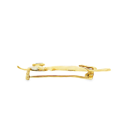 18k Yellow Gold Figural Bird Brooch with 0.27ctw Diamond and Red Stone Accent — underside view