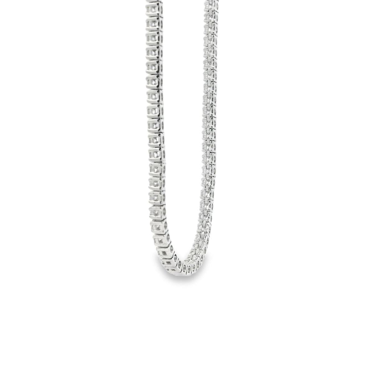 14k White Gold 7.13ctw Round Brilliant Diamond Tennis Necklace 18" — reverse view