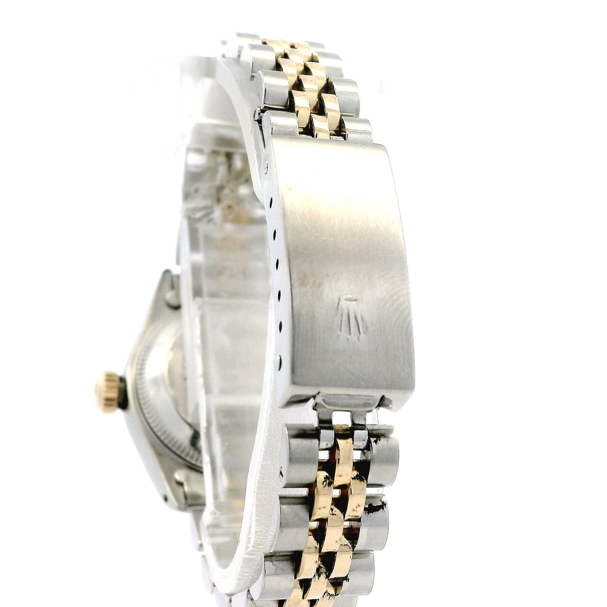 Rolex 69173 Datejust 26mm Two-Tone Diamond Dial Jubilee Watch — caseback view