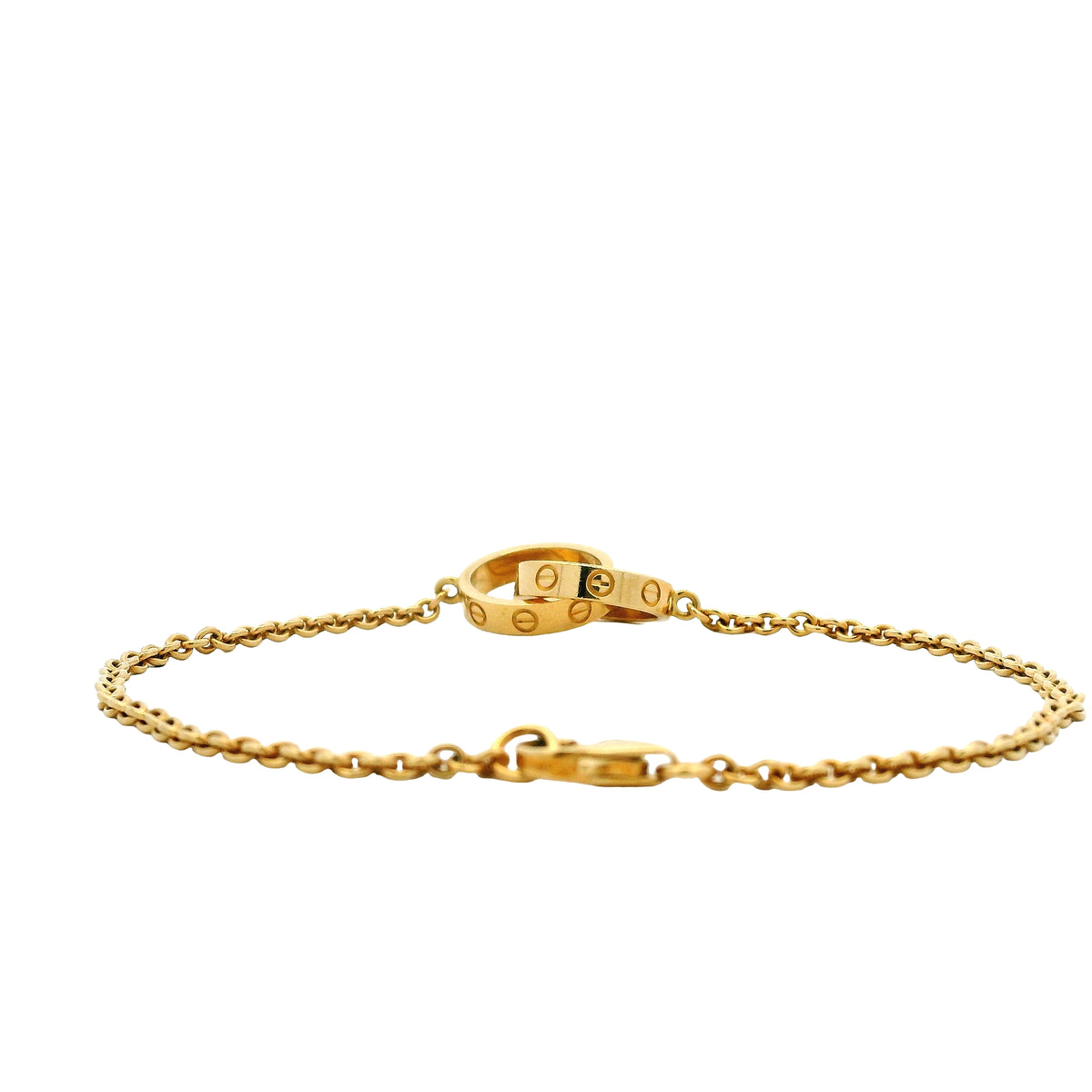 Cartier 18k Yellow Gold Love Bracelet on Chain with Lobster Clasp — reverse view