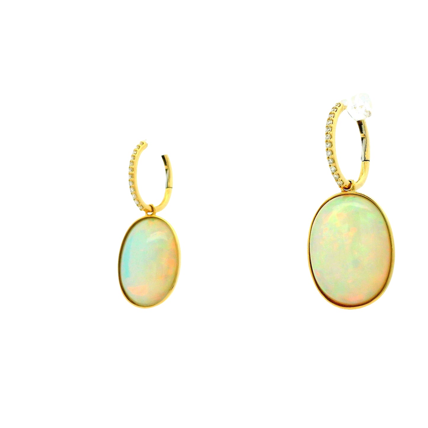 14k Yellow Gold 16.61ct Opal and 0.25ctw Diamond Earrings — reverse showing the back