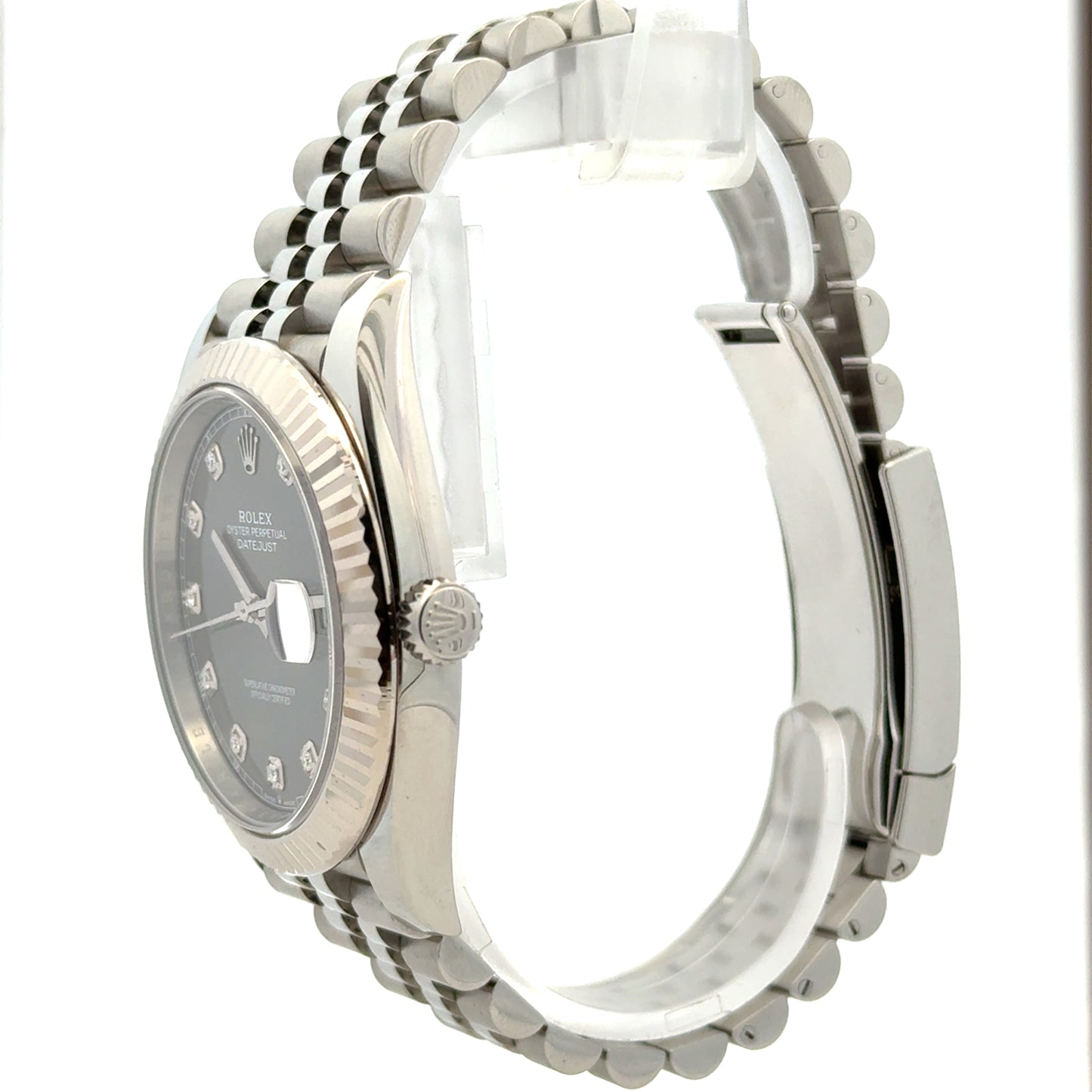 Rolex 126334 Datejust 41mm Diamond Slate Dial Two-Tone Jubilee Watch — caseback view