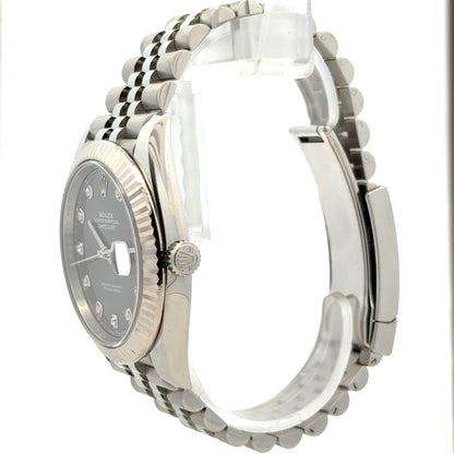 Rolex 126334 Datejust 41mm Diamond Slate Dial Two-Tone Jubilee Watch — caseback view