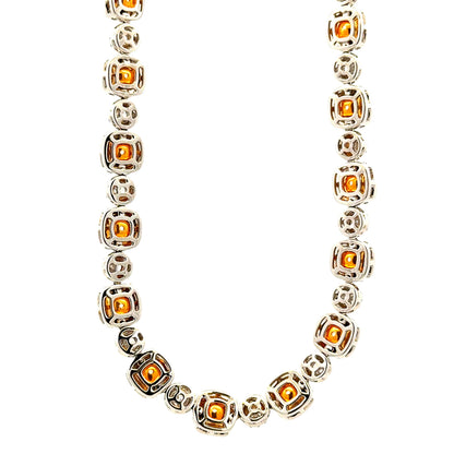 18k Two-Tone Gold GIA Certified 17.11ct Fancy Yellow Diamond & 7.98ctw Round Diamond Bezel Necklace 17" — reverse view