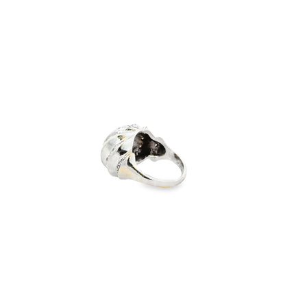 White Gold Pavé Diamond Bombe Dome Cocktail Ring — underside view