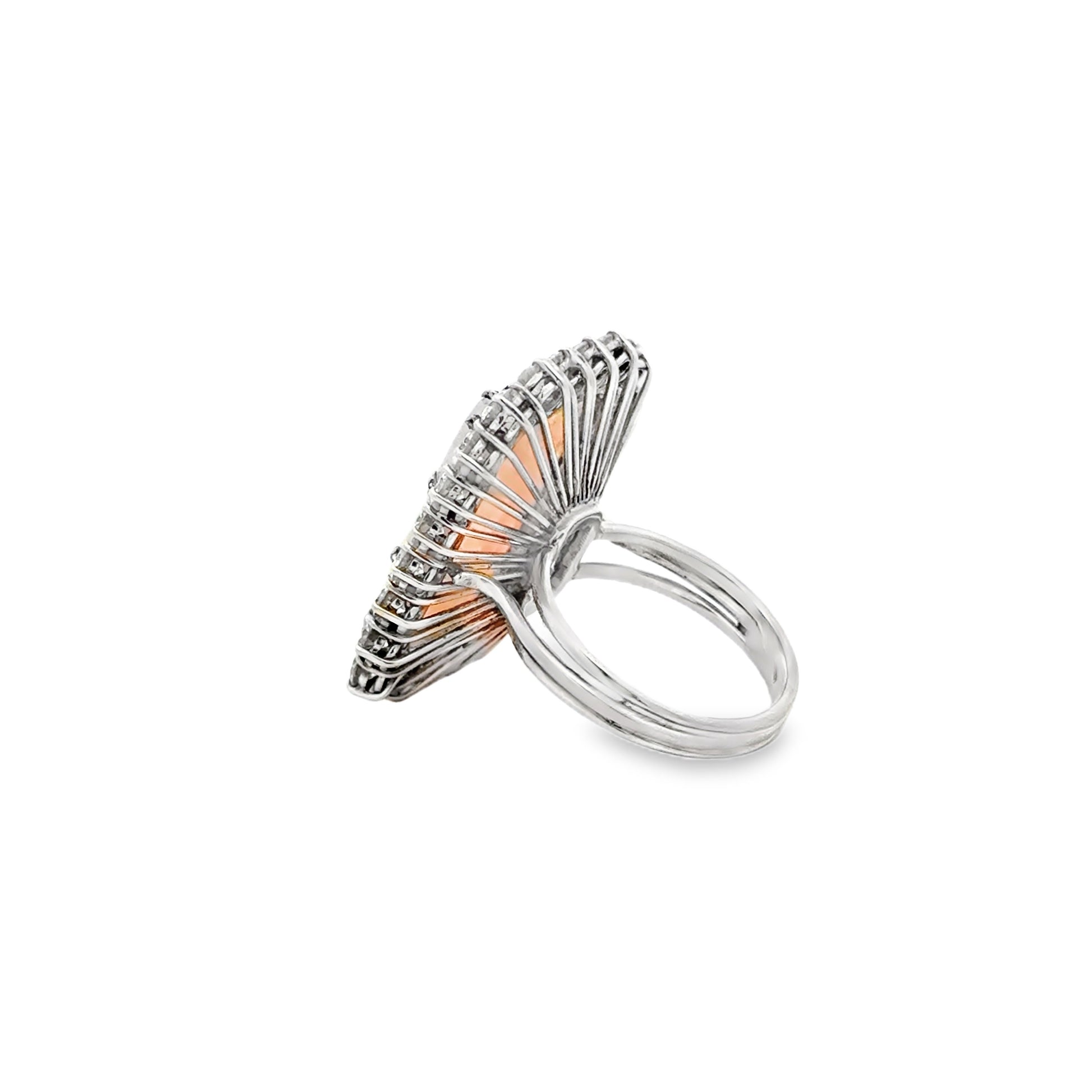 18k White Gold Natural Opal and 2.40ctw Diamond Halo Cocktail Ring — underside view