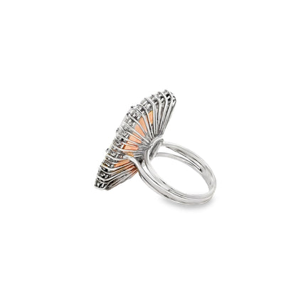 18k White Gold Natural Opal and 2.40ctw Diamond Halo Cocktail Ring — underside view
