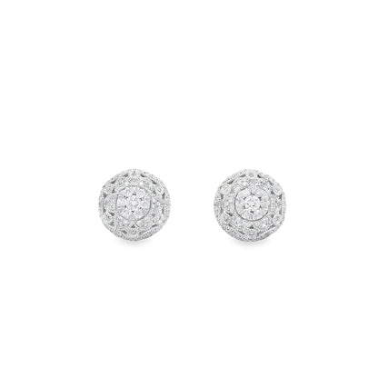 Effy 14k White Gold 0.50ctw Round Brilliant Diamond Pavé Button Stud Earrings — reverse showing the back