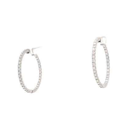 18k White Gold 4.00ctw Round Brilliant Natural Diamond Inside-Out Hoop Earrings — reverse showing the back