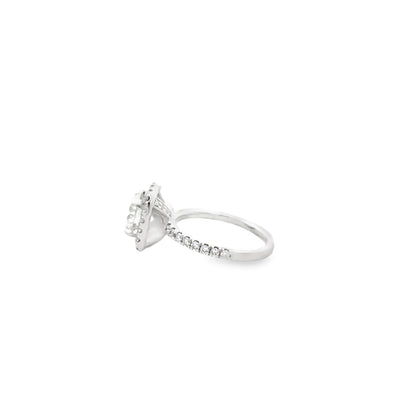 14k White Gold 1.50ct Round Brilliant Diamond Halo Engagement Ring — underside view