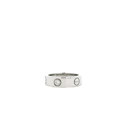 Cartier 18k White Gold 3 Diamond Love Ring — underside view