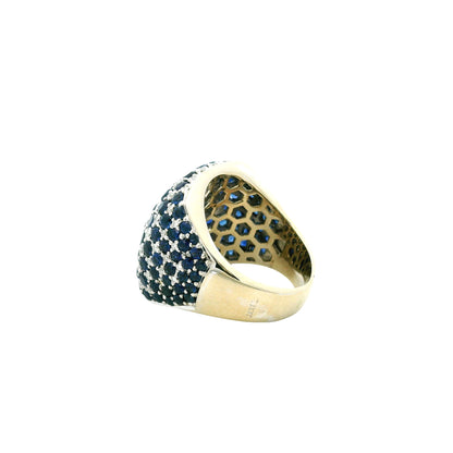 18k Two-Tone Gold 4.94ctw Sapphire and 0.72ctw Diamond Pavé Cocktail Ring — underside view