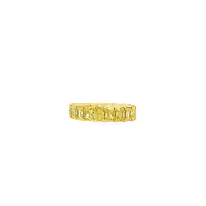 18k Yellow Gold 5.71ctw Radiant Cut Diamond Eternity Band Ring — underside view
