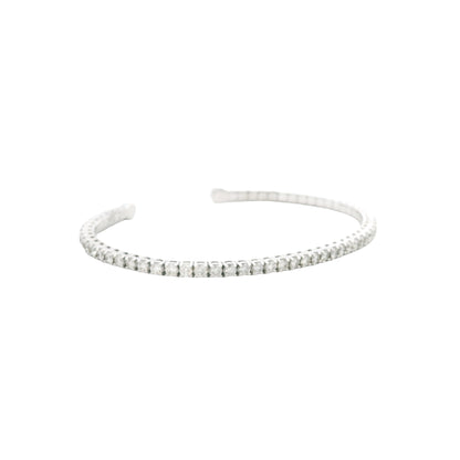 14k White Gold 2.60ctw Round Brilliant Diamond Flexible Pavé Bangle Bracelet — reverse view