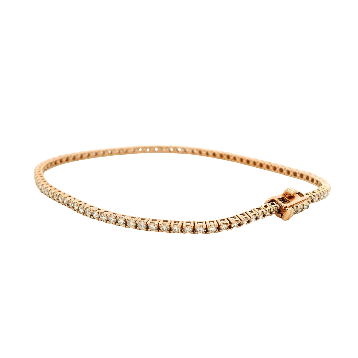 14k Rose Gold 1.15ctw Round Brilliant Diamond Tennis Bracelet — reverse view