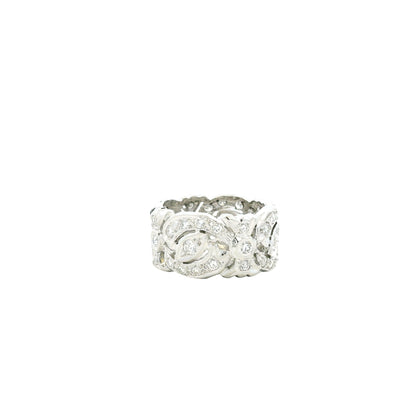 14k White Gold 1.5ctw Vintage-Style Pavé Diamond Filigree Ring — underside view