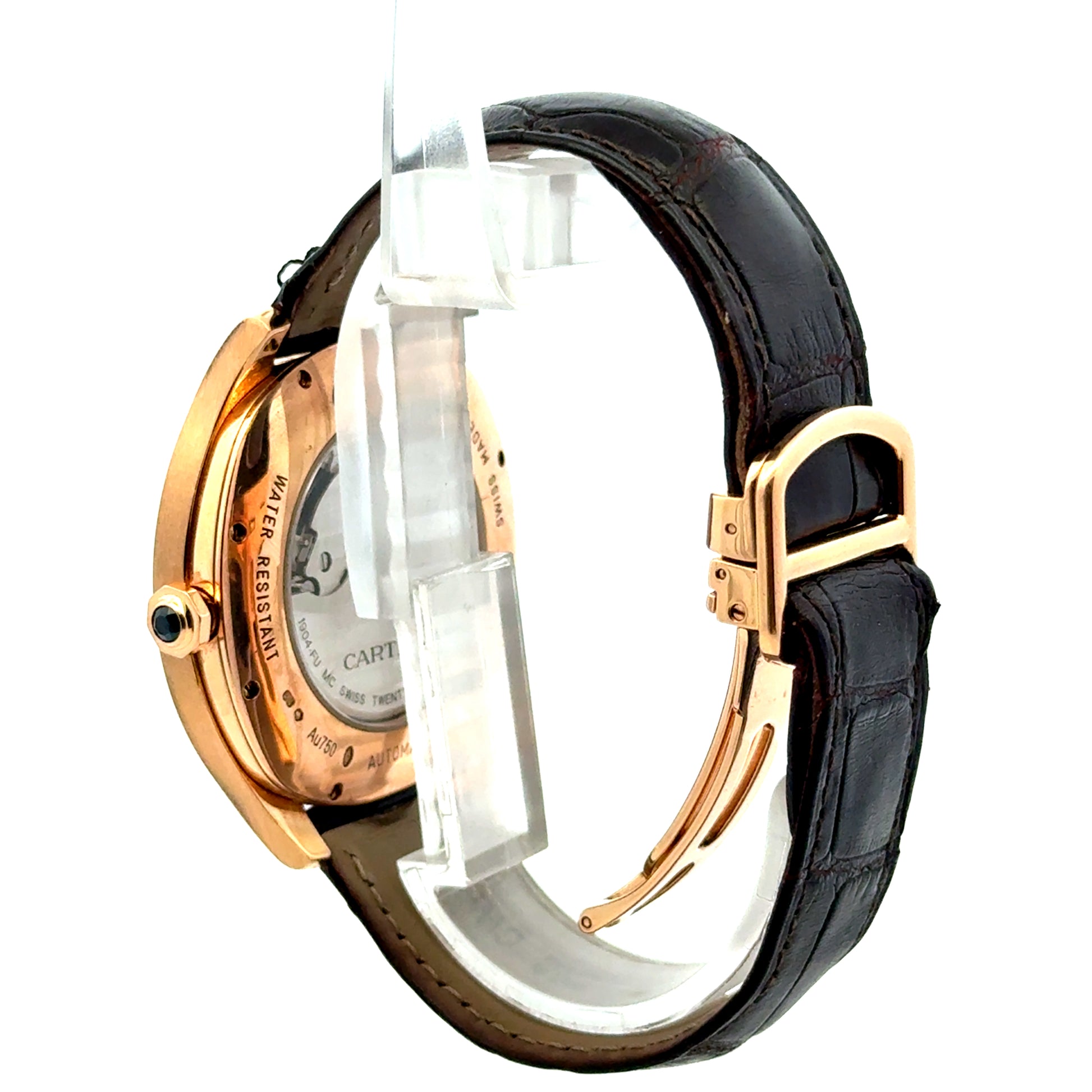 Cartier Drive de Cartier 40mm Silver Guilloché Dial 18k Rose Gold Watch — caseback view