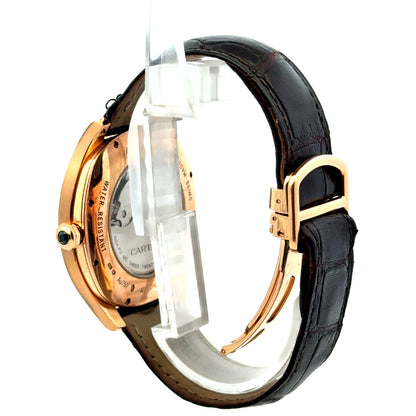 Cartier Drive de Cartier 40mm Silver Guilloché Dial 18k Rose Gold Watch — caseback view
