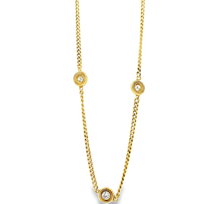 18k Yellow Gold 0.30ctw Round Brilliant Diamond Bezel Set Curb Chain Necklace — reverse view