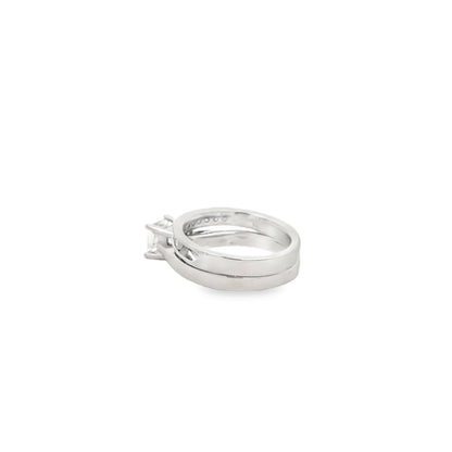 14k White Gold 0.96ct Princess Cut Diamond Solitaire Engagement Ring — underside view