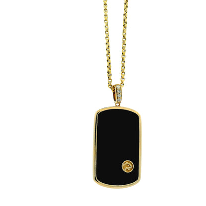 Effy 14k Yellow Gold Black Onyx & Diamond Dog Tag Pendant Necklace — underside view