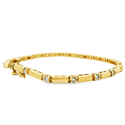 14k Yellow Gold 1.70ctw Round Brilliant Natural Diamond Tennis Bracelet — reverse view