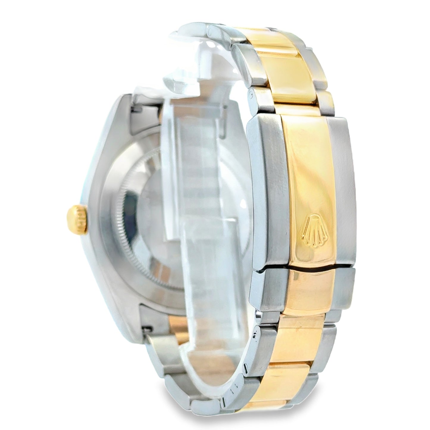 Rolex 116333 Datejust II 41mm Wimbledon Roman Dial Two-Tone Watch — caseback view