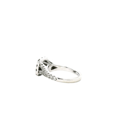 Neil Lane 14k White Gold 0.75ct Cushion Diamond Halo Engagement Ring — underside view