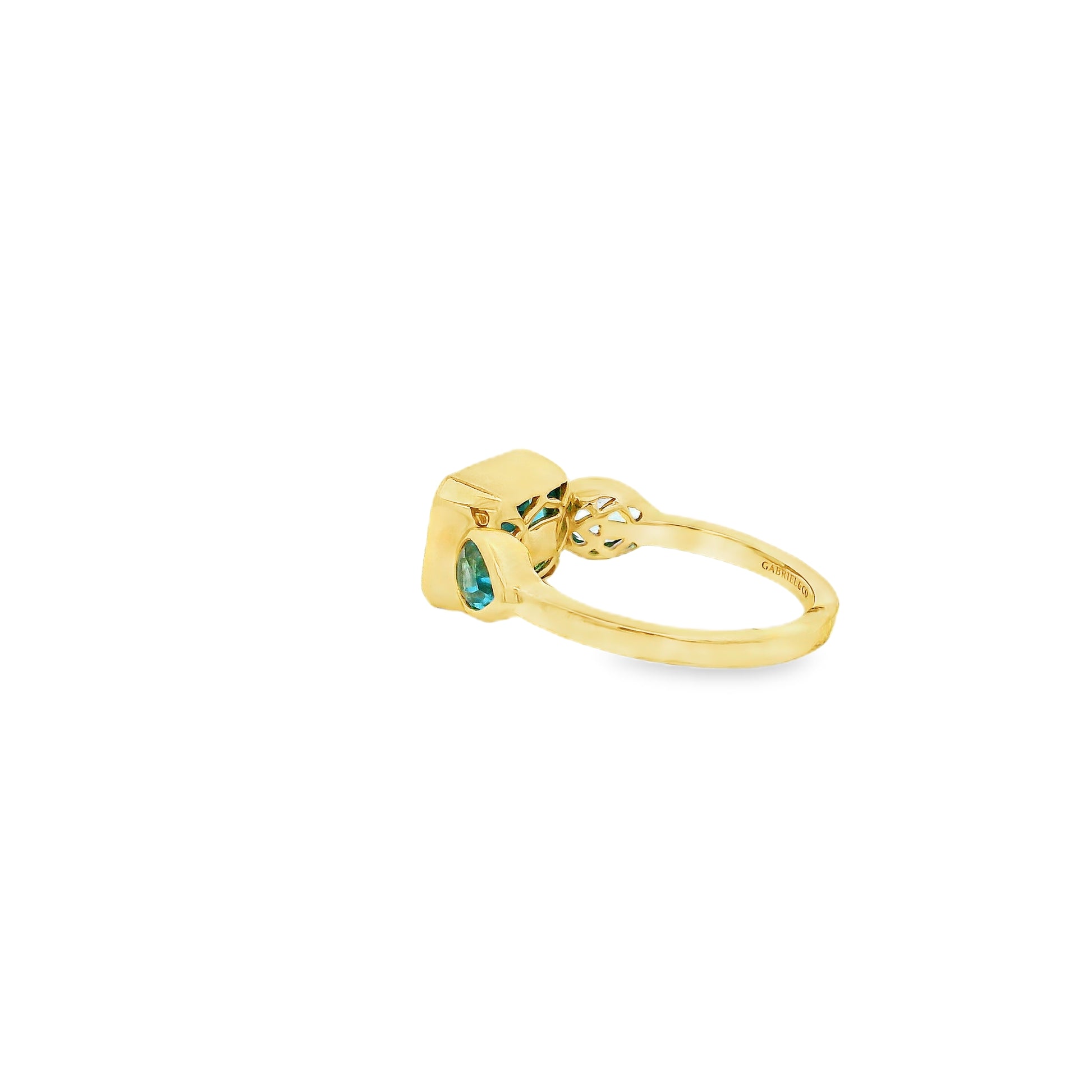 Gabriel and Co. 14k Yellow Gold 5.20ctw Swiss Blue Topaz Signet Ring — underside view