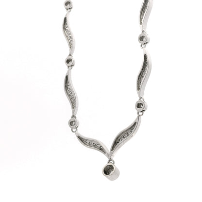 14k White Gold 0.90ctw Round Brilliant Diamond V-Shaped Necklace — caseback view