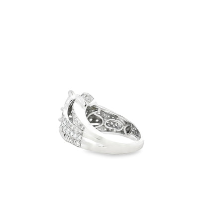 14k White Gold 0.90ct Marquise Diamond and 2.0ctw Round Brilliant Diamond Ring — underside view