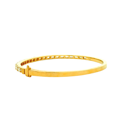 14k Yellow Gold 3.14ctw Emerald Cut Diamond Bangle Bracelet — reverse view