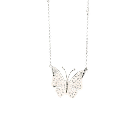 18k White Gold 1.04ctw Round Brilliant Diamond Butterfly Pendant Necklace — reverse view