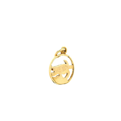 14k Yellow Gold Turtle Charm Pendant in Circular Frame — reverse view