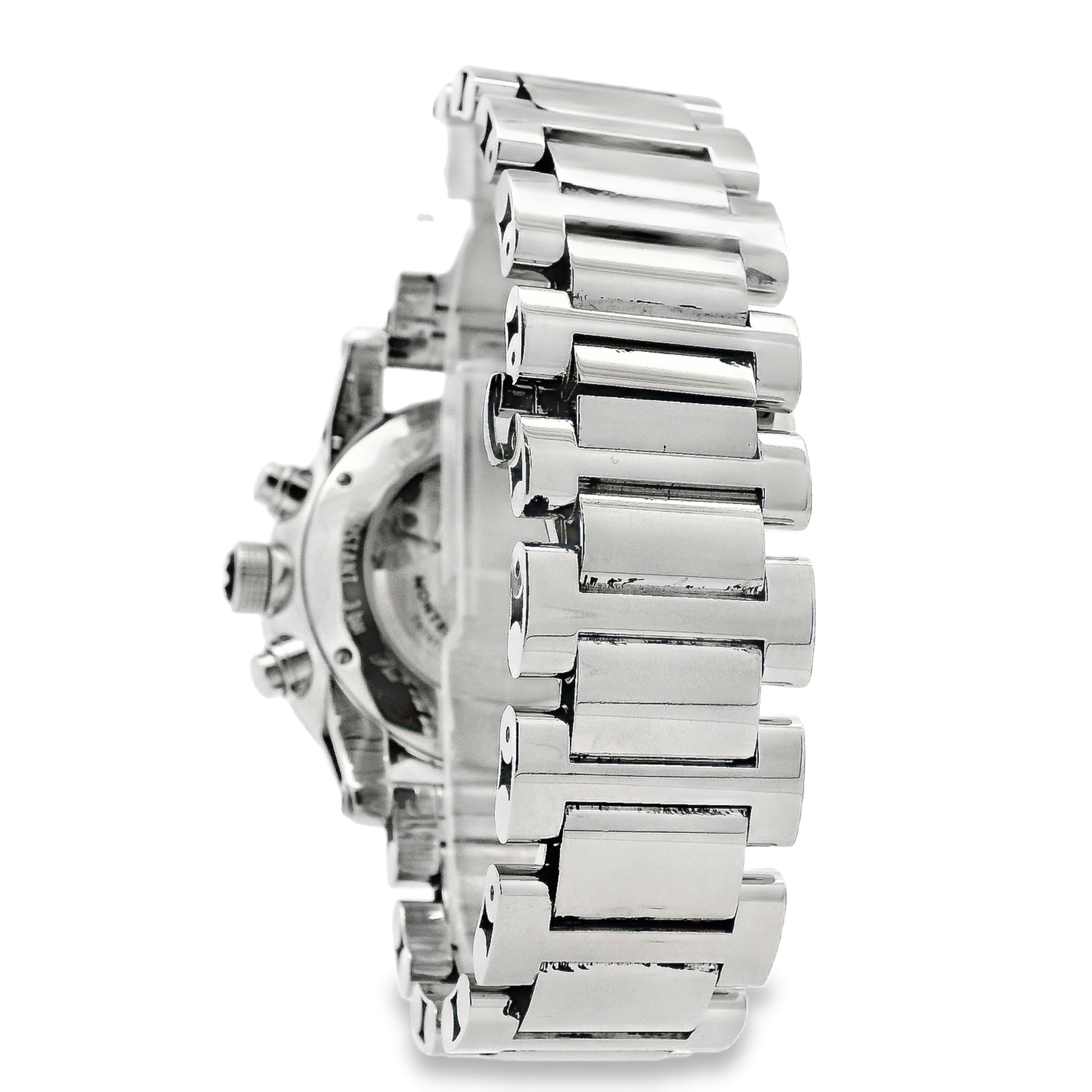 Montblanc 7069 Timewalker 42mm Black Dial Stainless Steel Watch — caseback view