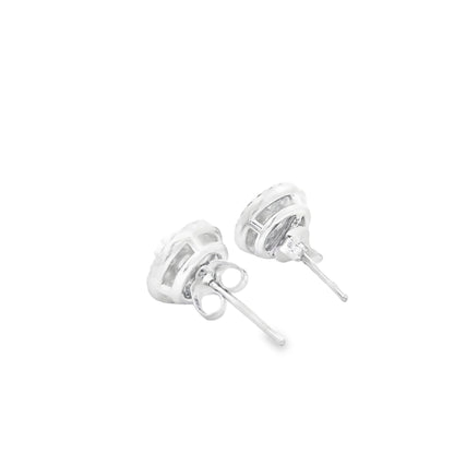18k White Gold 1.3ctw Round Brilliant Diamond Cluster Stud Earrings — underside view