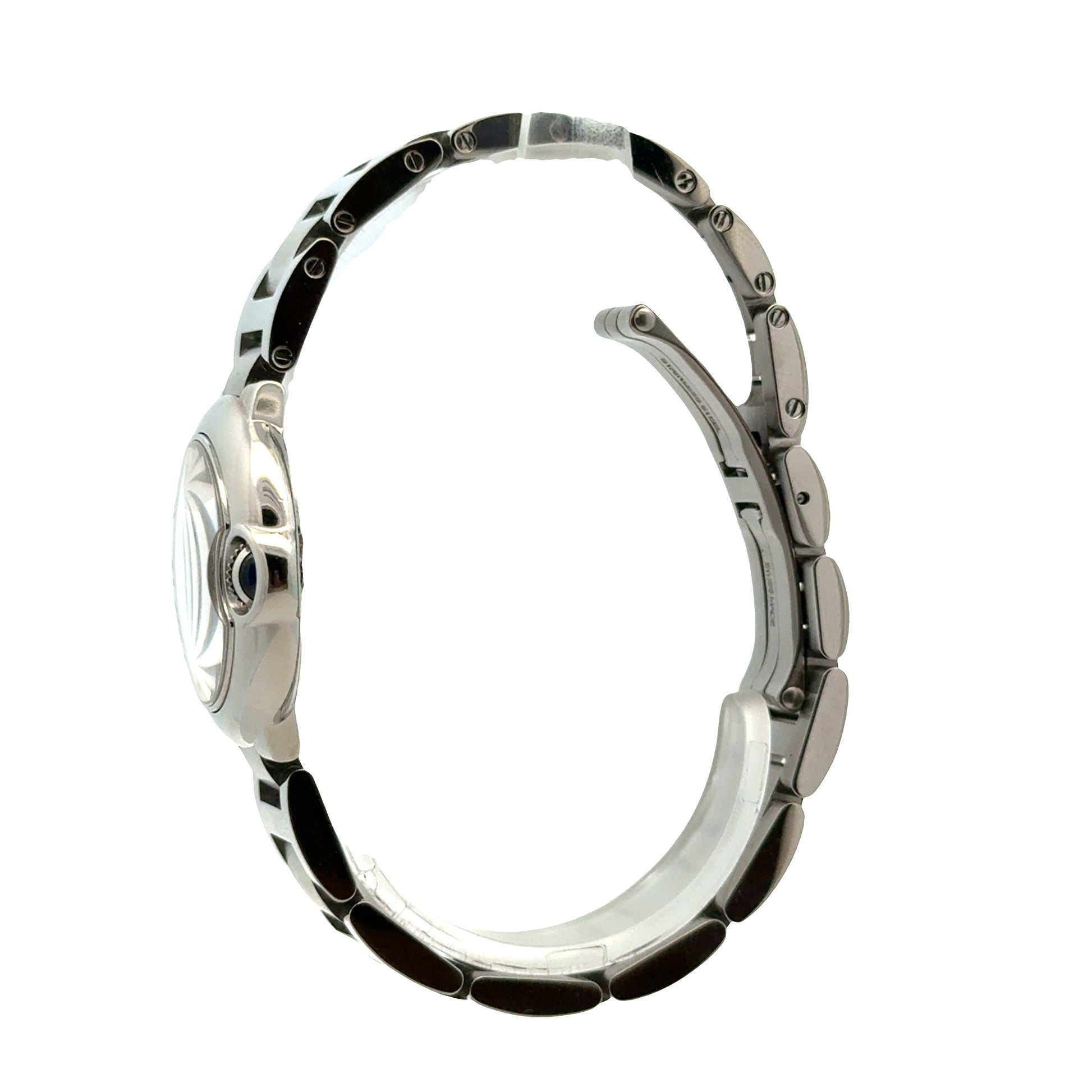 Cartier Ballon Bleu 28mm White Dial Stainless Steel Watch — caseback view