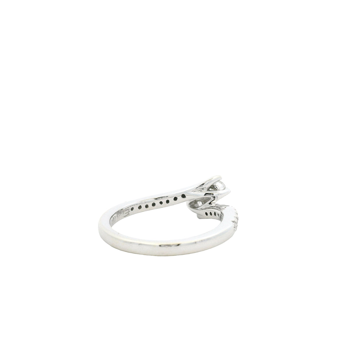 14k White Gold 0.80ctw Round Brilliant Diamond Ever Us Bypass Ring — underside view
