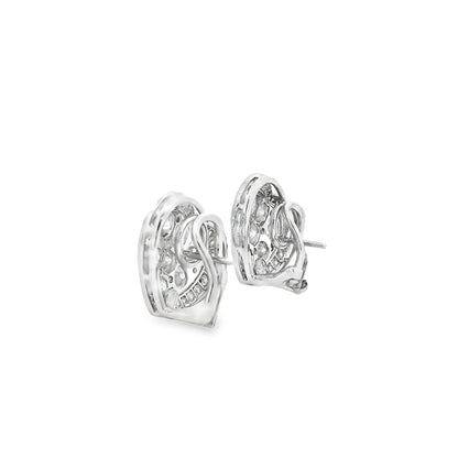 Platinum 8.00ctw Round Brilliant Diamond Heart Shape Cluster Earrings — reverse showing the back