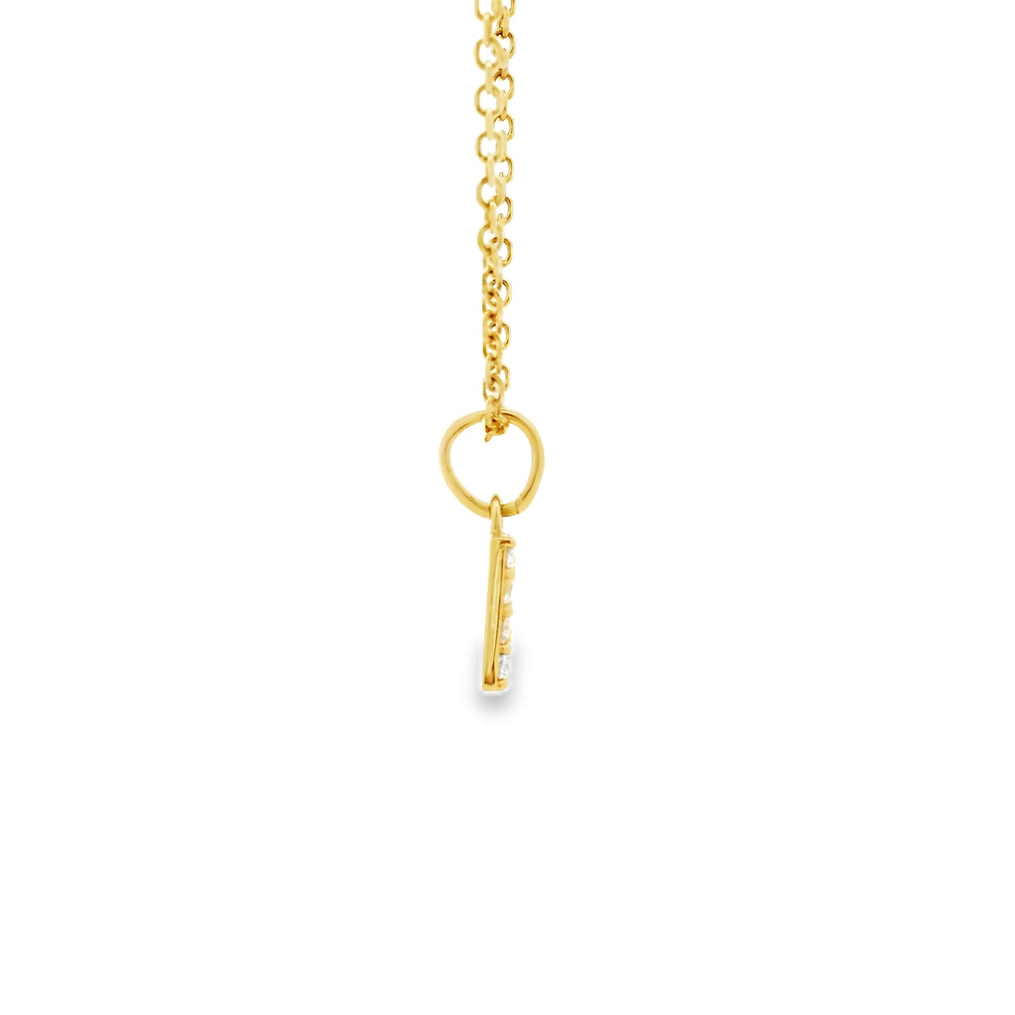 14k Yellow Gold 0.30ctw Diamond Pavé "R" Initial Letter Pendant Necklace — underside view