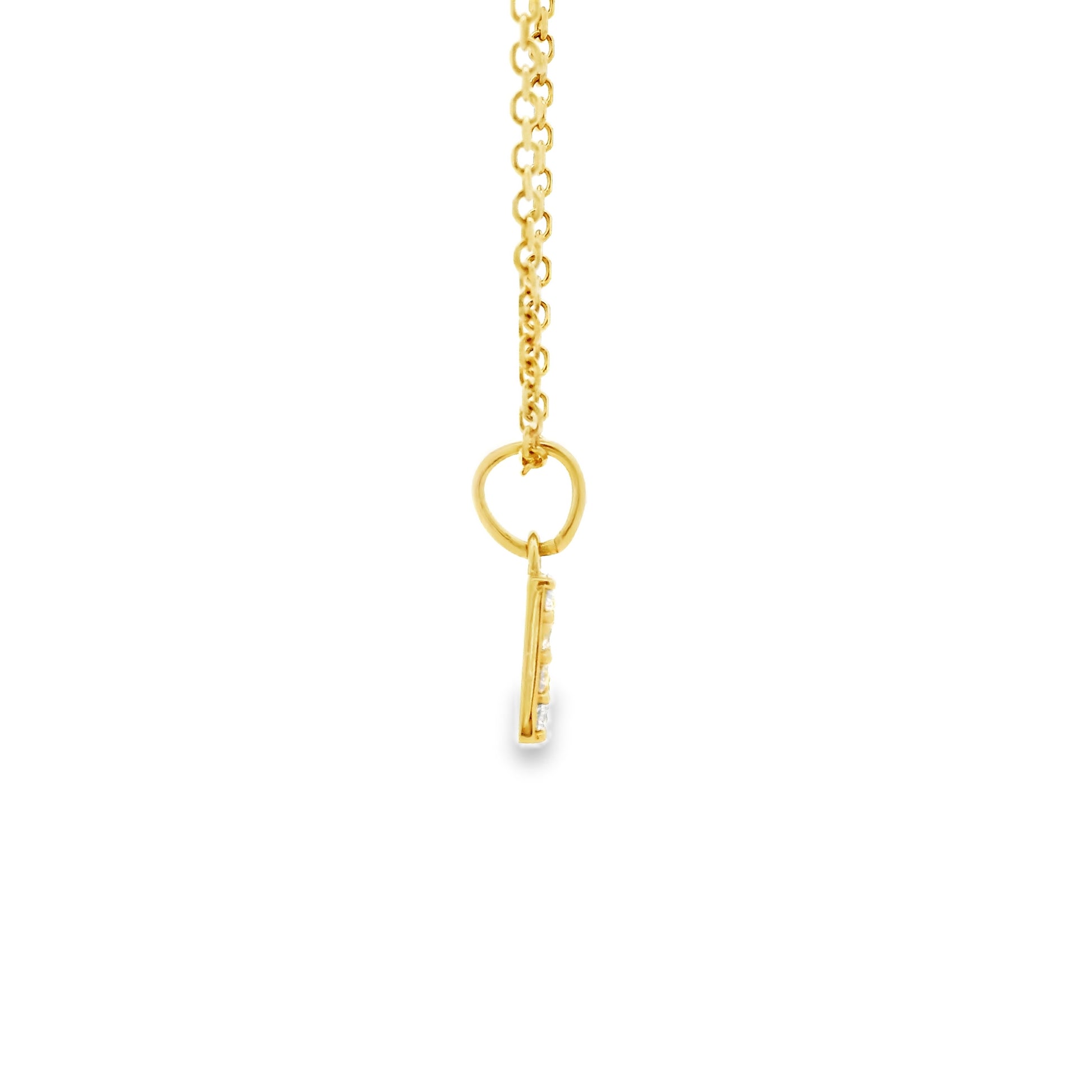 14k Yellow Gold 0.30ctw Diamond Pavé "R" Initial Letter Pendant Necklace — underside view