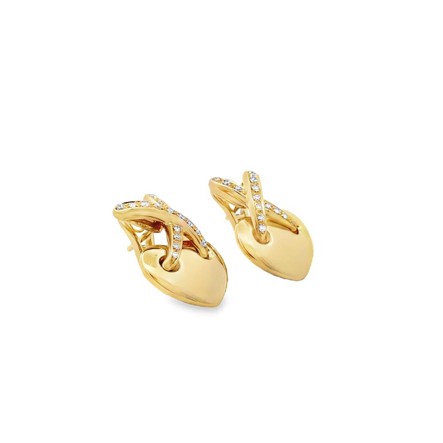 Chaumet 18k Yellow Gold 0.60ctw Round Brilliant Diamond Heart Clip-On Earrings — reverse showing the back