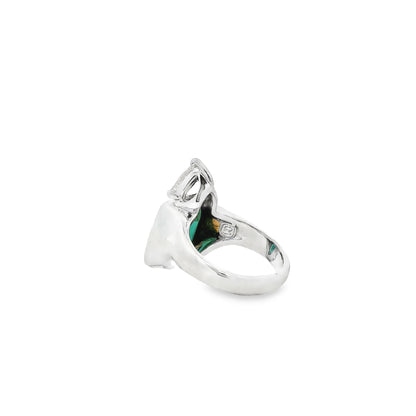 Platinum 4ct Tourmaline and 0.90ctw Trilliant Cut Diamond Ring — underside view