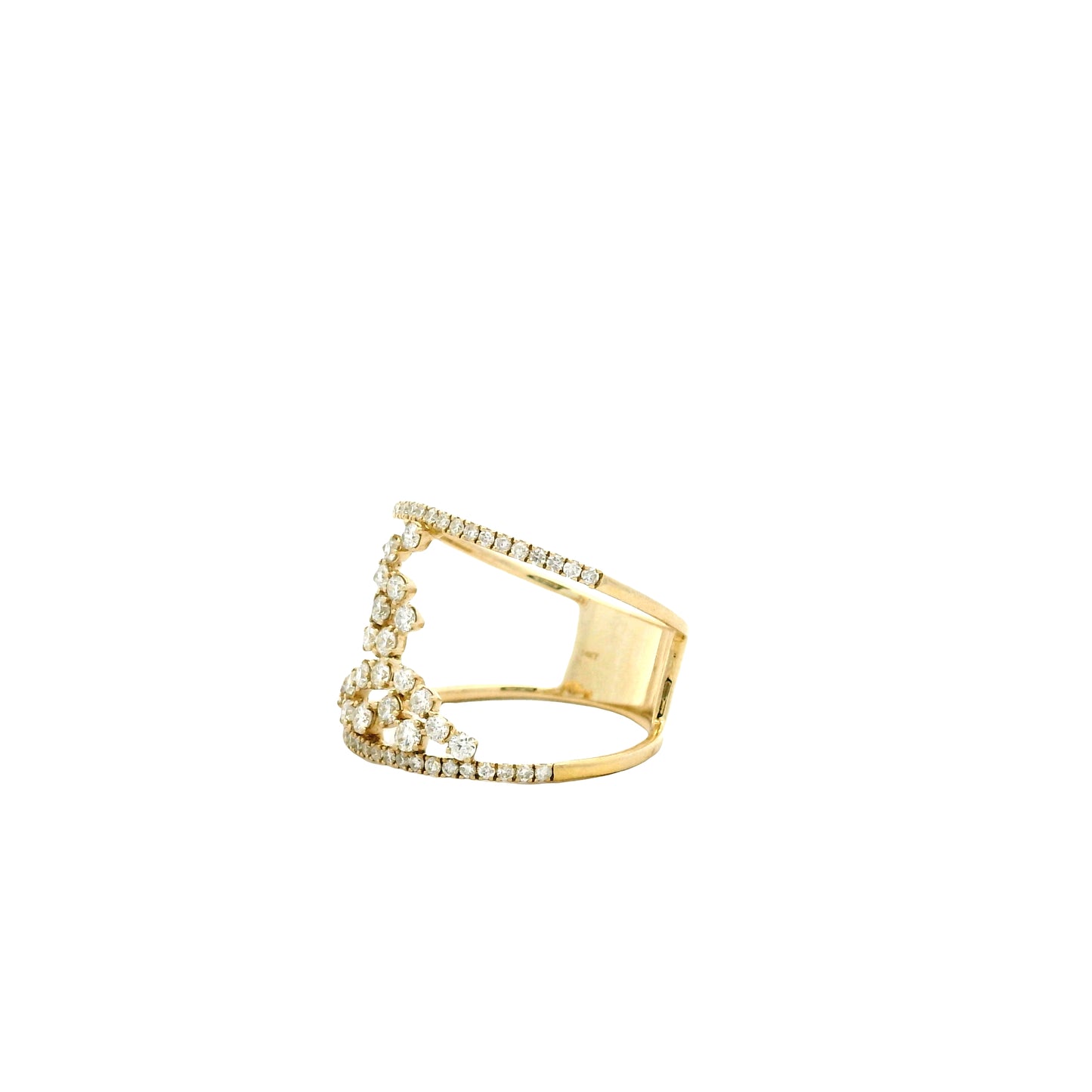 14k Yellow Gold 0.64ctw Pavé Diamond Openwork Cocktail Ring — underside view