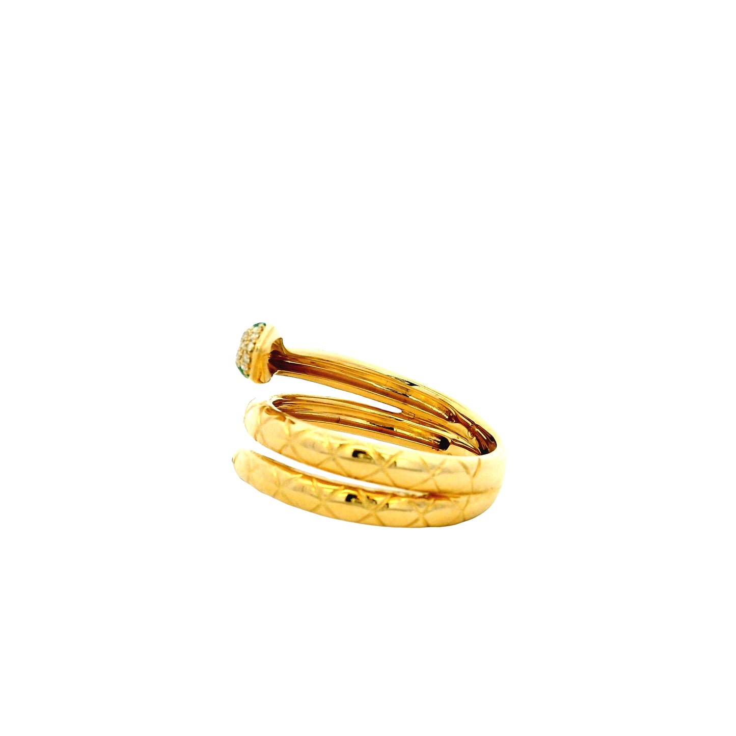 14k Yellow Gold 0.10ctw Diamond and Emerald Snake Wrap Ring — underside view