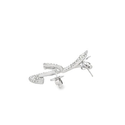 18k White Gold 3.97ctw Round Brilliant and Baguette Diamond Hoop Earrings — reverse view