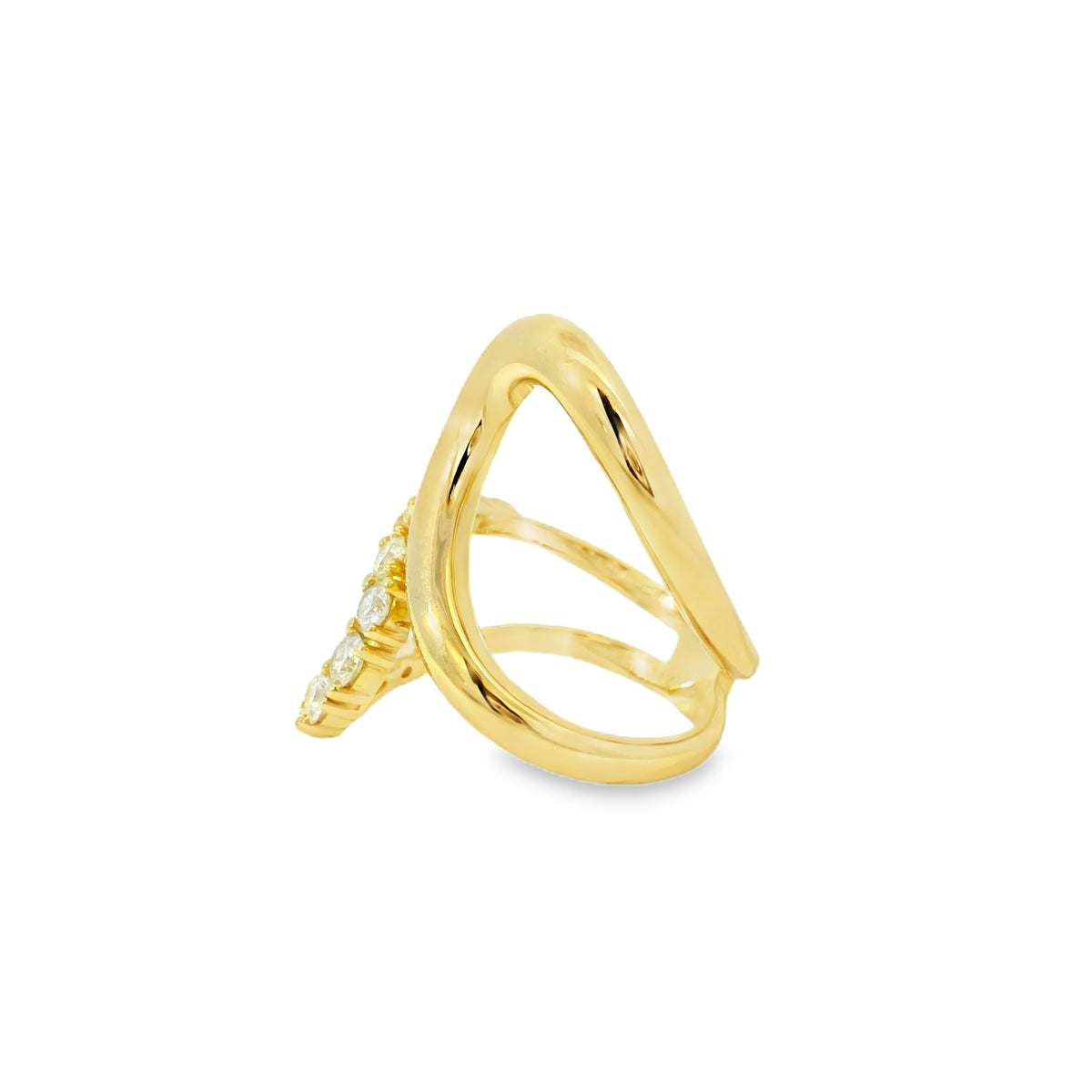 14k Yellow Gold 0.80ctw Round Brilliant Diamond Double Crossover Ring — underside view