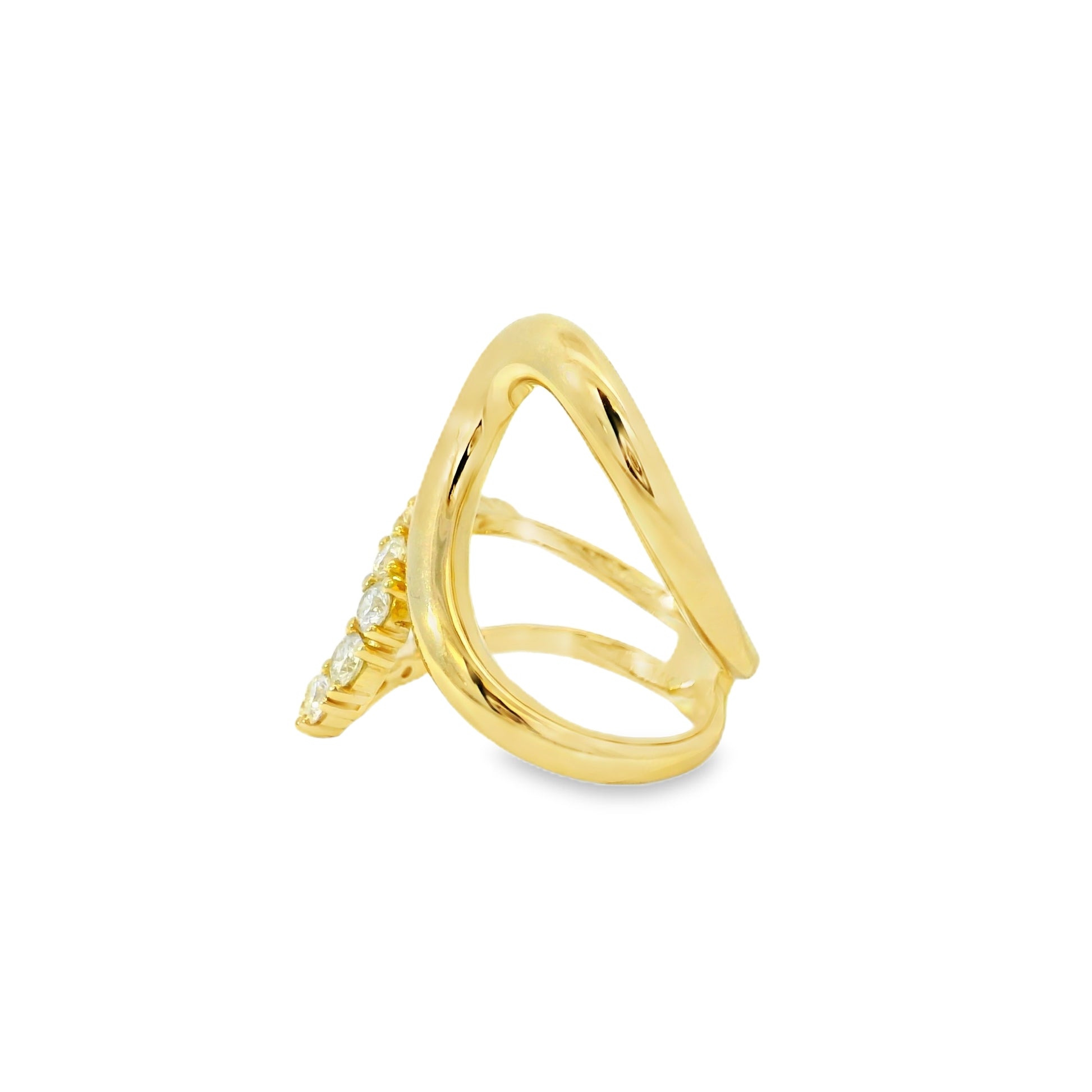 14k Yellow Gold 0.80ctw Round Brilliant Diamond Double Crossover Ring — underside view