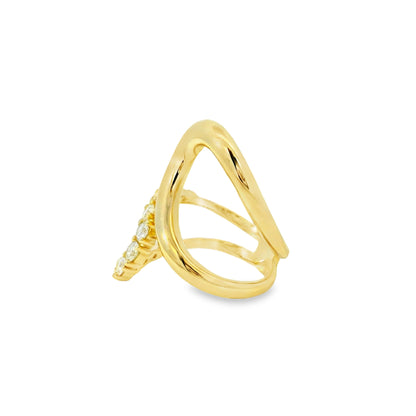 14k Yellow Gold 0.80ctw Round Brilliant Diamond Double Crossover Ring — underside view